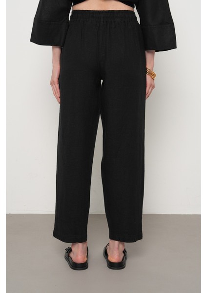 Kadın %100 Keten Rahat Kalıp Düz Renk Pantolon indirimleri