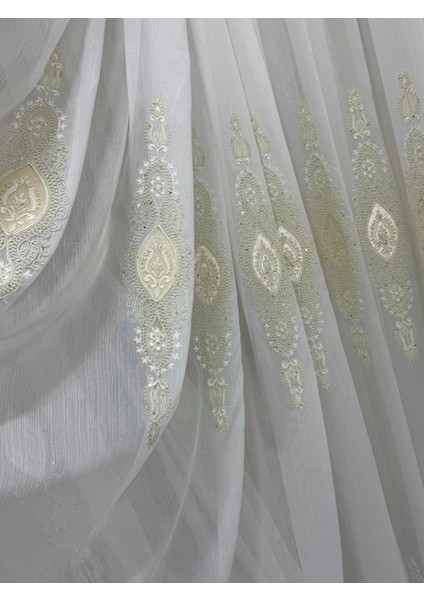 Elisya 3812 Gold Işıltılı 1/3 Pileli Bambu Tül Perde indirimleri