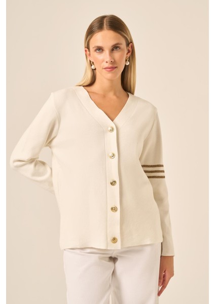 Kadın Sim Detay Hırka Ekru 25016 fırsatları