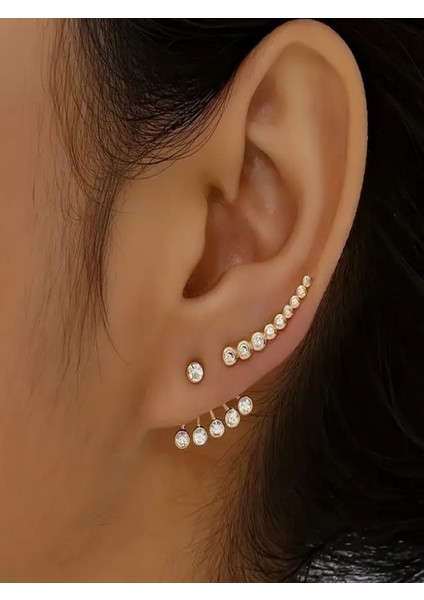 Trendy Rhinestone Küpe Seti