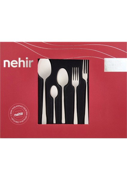 Sultan Sade 30 Parça Çatal Kaşık Seti - Gri