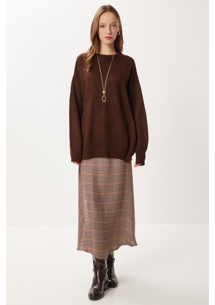 Oversize Basic Triko Kazak LDD0127 Kahverengi fiyatları