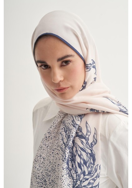 Navy Monogram Floş Şal Krem fiyatları