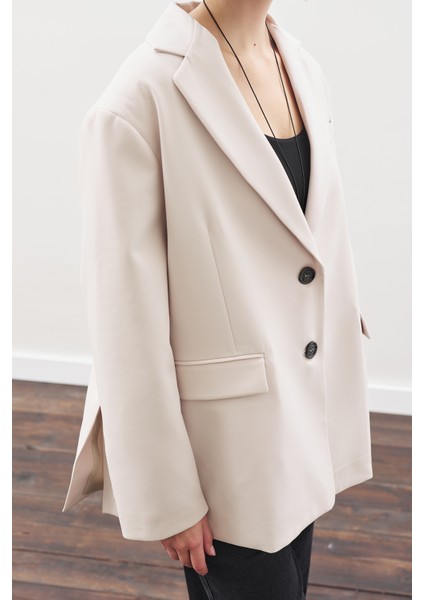 Oversıze Kesim Blazer Ceket Bej fırsatları