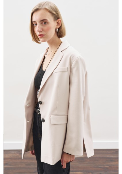 Oversıze Kesim Blazer Ceket Bej indirimleri