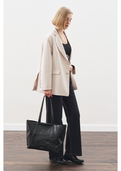 Oversıze Kesim Blazer Ceket Bej