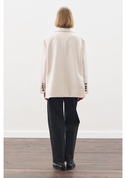 Oversıze Kesim Blazer Ceket Bej