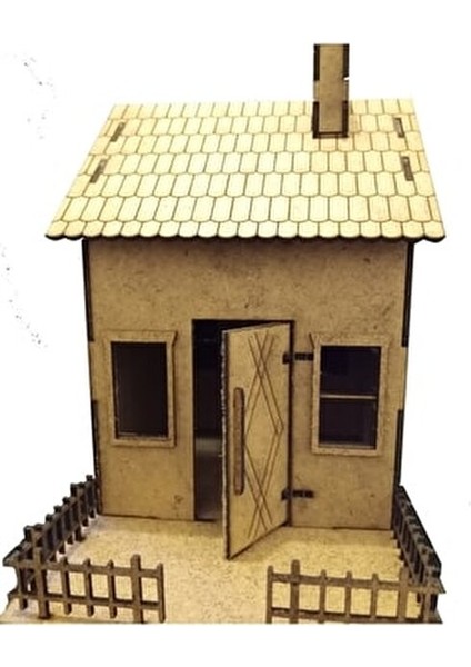 Bahçeli Ev Ahşap Maket 240x215x170 mm 8 Yaş ve Üzeri İçin Eğlenceli Hediye