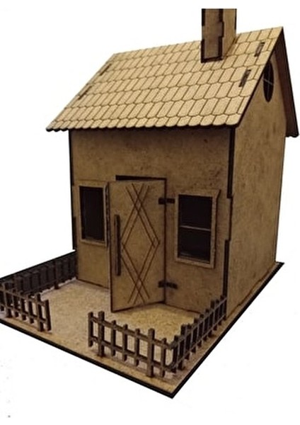 Bahçeli Ev Ahşap Maket 240x215x170 mm 8 Yaş ve Üzeri İçin Eğlenceli Hediye