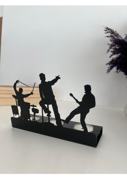 Müzik Grubu Temalı Metal Dekoratif Mumluk indirimleri