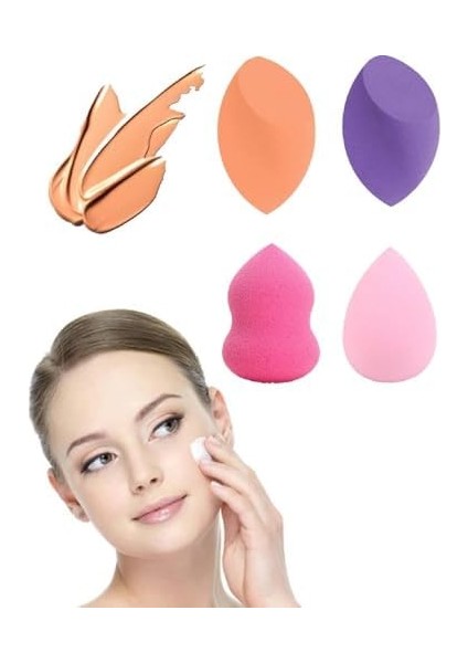 Makyaj Süngeri Fondöten Süngeri, Pudra Süngeri, Kapatıcı Süngeri, Güneş Kremi Süngeri, Bb Krem Süngeri Armut Profesyonel Makyaj Süngeri 4 &apos; Lü Set