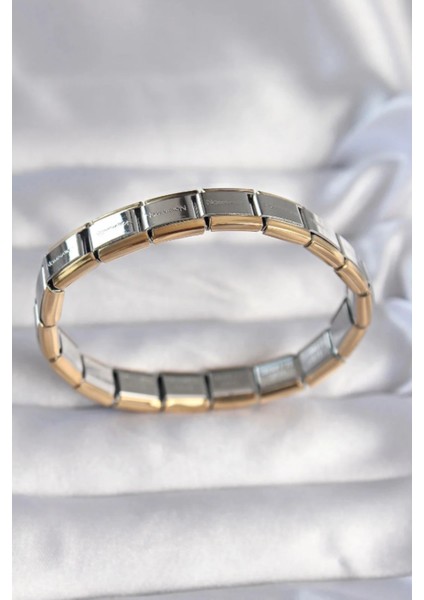 Çelik Italyan Charm Unisex Gold-Gümüş Bileklik Chrm-Blk-Gld-Gms modelleri