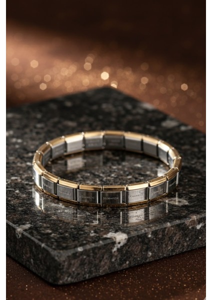 Çelik Italyan Charm Unisex Gold-Gümüş Bileklik Chrm-Blk-Gld-Gms fırsatları
