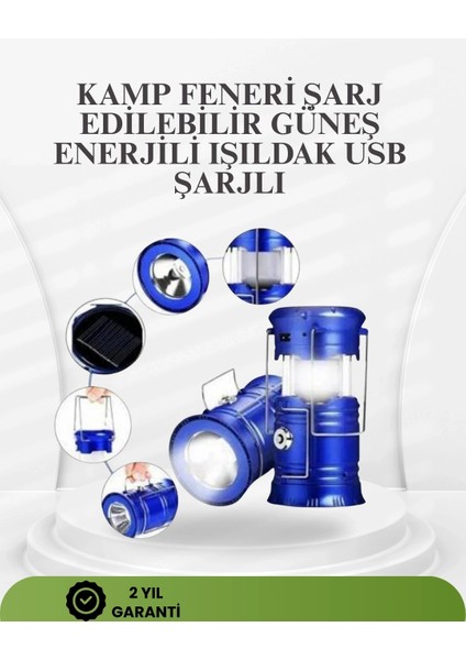 Buğz Güneş Enerjili Katlanabilir Kızaklı Kamp Feneri – USB Şarjlı, Çok Yönlü ve Dayanıklı Tasarım