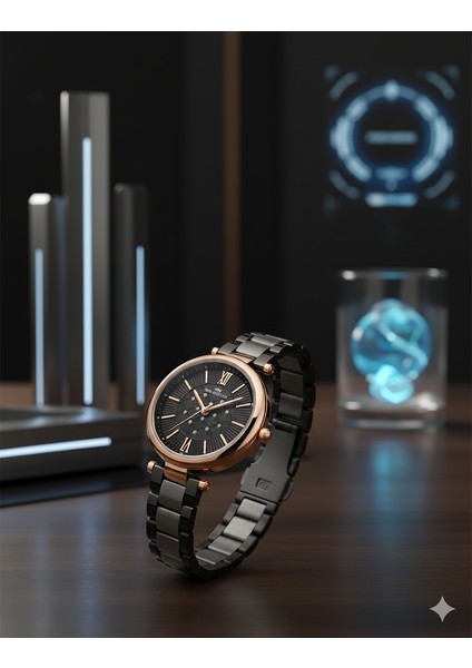 Kadın Kol Saati Altın(Gold) Renk, Siyah Kadran - Şık Metal Kordon, 2 Yıl Garantili fiyatları