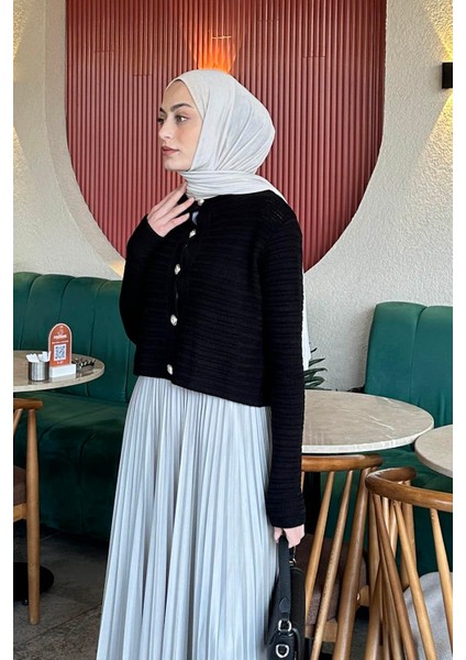 Links Desenli Crop Hırka Siyah fiyatları