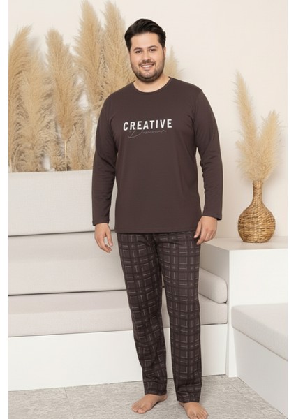 Büyük Beden Pamuklu Uzun Kollu Ekose Kareli Erkek Pijama Takımı fiyatları