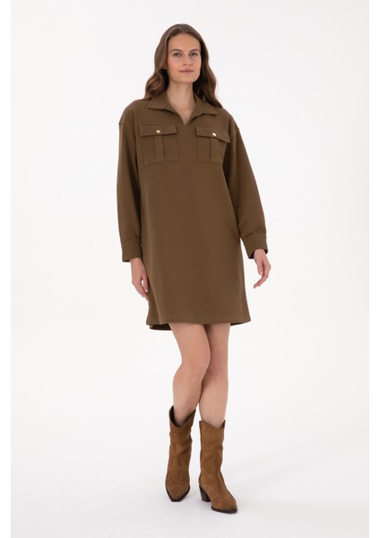 Kadın Haki Elbise (Örme) 50318191-VR027