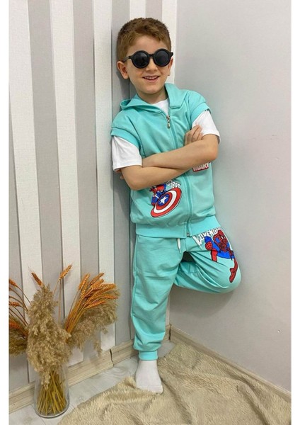 Erkek Çocuk Baskılı Kapşonlu 2/8 Yaş Eşofman Takımı modelleri