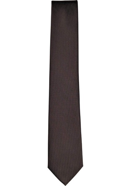 Nokta Desenli 7 Cm Genişliğinde Ince Kahverengi Kravat