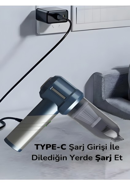 16000Pa Güçlü Kablosuz Araç Süpürgesi | Şarjlı Araba Süpürgesi 6000mAh Portatif El Süpürgesi modelleri