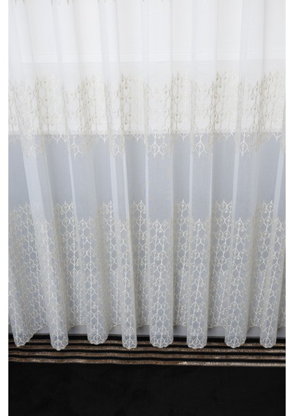 Kayra Gold Işlemeli 1/25 Normal Pileli Ütü Istemez Kırışmaz Yeni Sezon Salon Oda Tül Perdesi