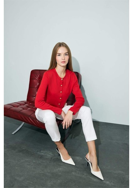 Regular Fit Bisiklet Yaka Triko Hırka F7778AX25WN fiyatları