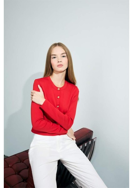 Regular Fit Bisiklet Yaka Triko Hırka F7778AX25WN modelleri