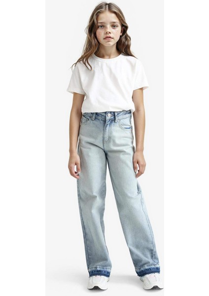 Kız Çocuk 90's Wide Leg Geniş Paça Okul Jean Pantolon F7540A825AU