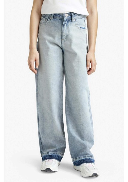 Kız Çocuk 90's Wide Leg Geniş Paça Okul Jean Pantolon F7540A825AU fırsatları