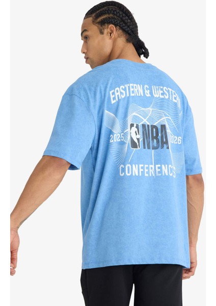 %100 Pamuk NBA Wordmark Oversize Geniş Kalıp Bisiklet Yaka Kısa Kollu Tişört E8750AX25AU