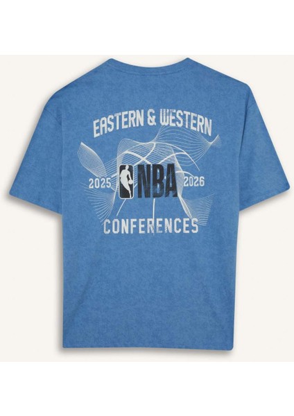 %100 Pamuk NBA Wordmark Oversize Geniş Kalıp Bisiklet Yaka Kısa Kollu Tişört E8750AX25AU