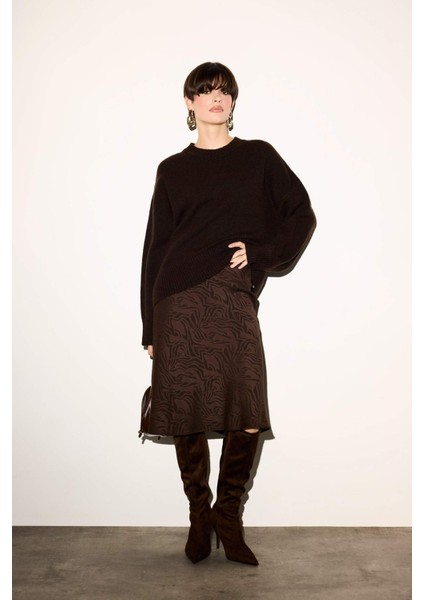 Oversize Geniş Kalıp Bisiklet Yaka Triko Kazak F3895AX25WN fiyatları