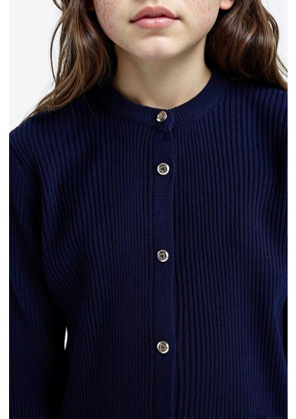 Kız Çocuk Bisiklet Yaka Düğmeli Triko Hırka fırsatları