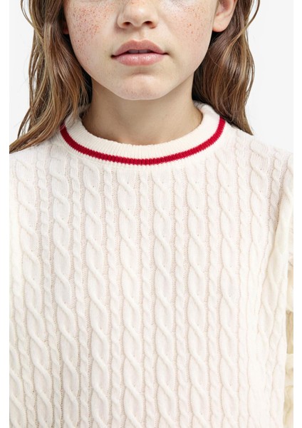 Kız Çocuk Standart Fit Bisiklet Yaka Triko Kazak E7740A825AU indirimleri