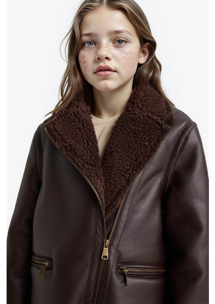 Kız Çocuk Pelüş Astar Fermuarlı Cepli Mont E7964A825AU