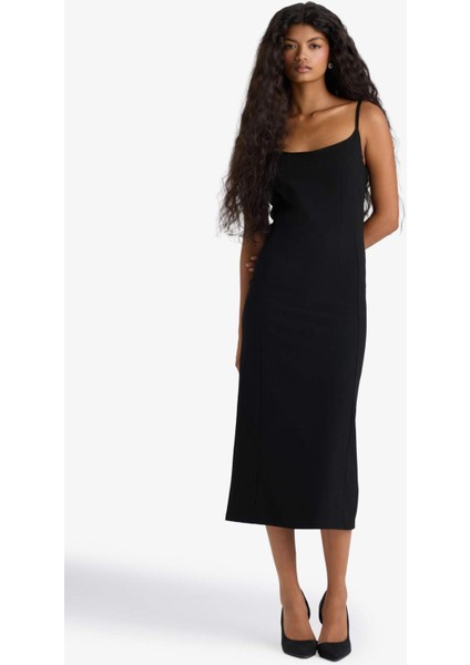 Bodycon Vücudu Saran İnce Askılı Midi Elbise F9263AX25WN fiyatları