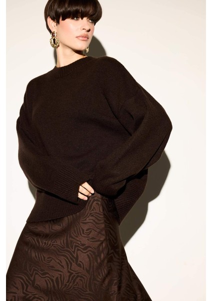 Oversize Geniş Kalıp Bisiklet Yaka Triko Kazak F3895AX25WN modelleri