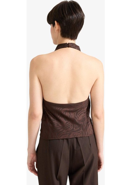 Regular Fit Halter Yaka Saten Kolsuz Bluz G3246AX25WN fırsatları