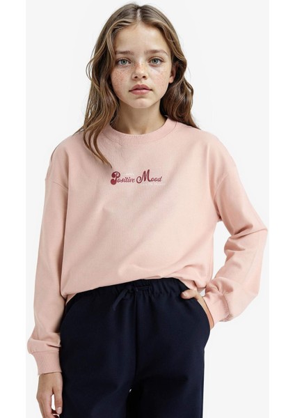 Kız Çocuk Relax Fit Bisiklet Yaka Baskılı Sweatshirt E8817A825AU