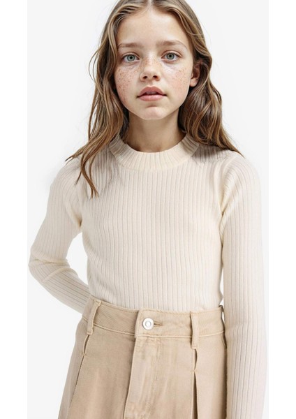 Kız Çocuk Fitted Bisiklet Yaka Triko Kazak E9849A825AU