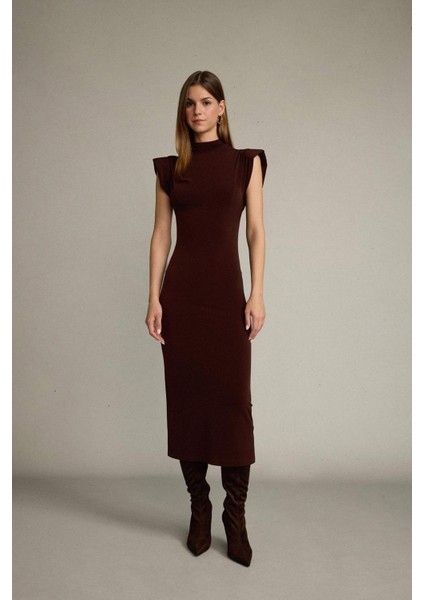 Fitted Dik Yaka Kolsuz Midi Elbise G0395AX25SM