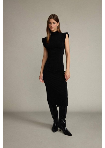 Fitted Dik Yaka Kolsuz Midi Elbise G0395AX25SM