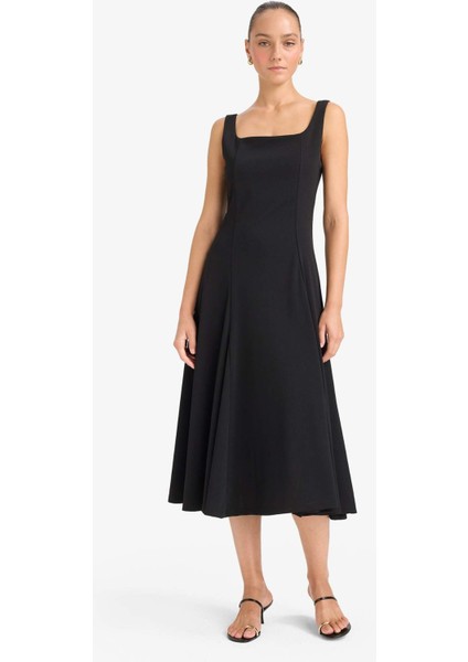 A Kesim Kare Yaka Krep Midi Elbise G0957AX25AU modelleri