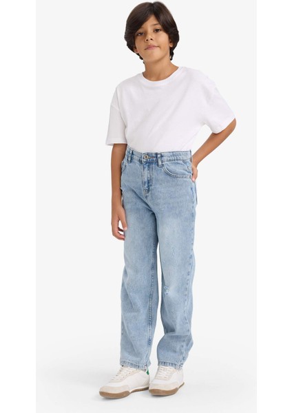 Erkek Çocuk Loose Fit Yırtık Detaylı Düz Paça Jean Pantolon G3069A825WN
