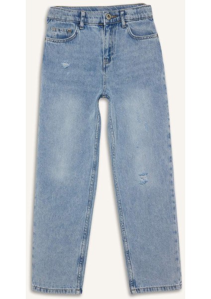 Erkek Çocuk Loose Fit Yırtık Detaylı Düz Paça Jean Pantolon G3069A825WN