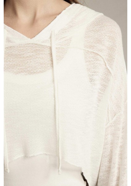 Crop Kapüşonlu Pamuklu Uzun Kollu Hırka G1589AX25SM fırsatları