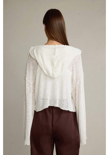 Crop Kapüşonlu Pamuklu Uzun Kollu Hırka G1589AX25SM indirimleri