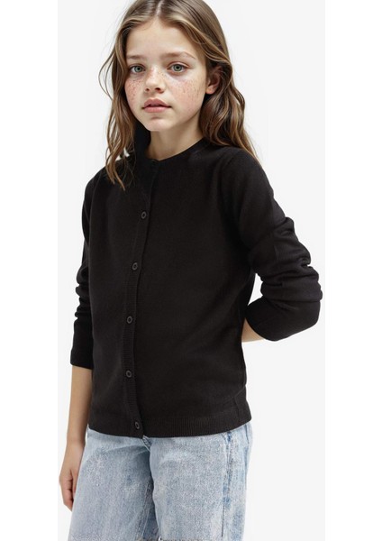 Kız Çocuk Bisiklet Yaka Düğmeli Triko Hırka modelleri