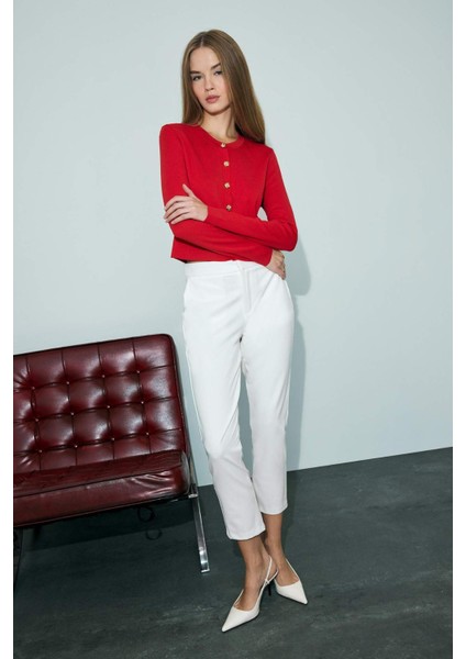 Klasik Chino Kumaş Pantolon Normal Bel Basic Düz Cepli Bilek Boy C1429AX25SP